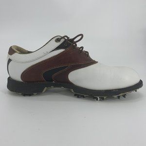 Men's ETONIC DIFFERENCE Leather White/Brown/Black Wave Saddle Golf Shoes Size 9W